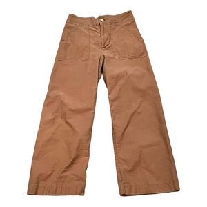MAEVE ANTHROPOLOGIE BROWN COTTON LYOCELL CROPPED WIDE LEG PANTS Size 2